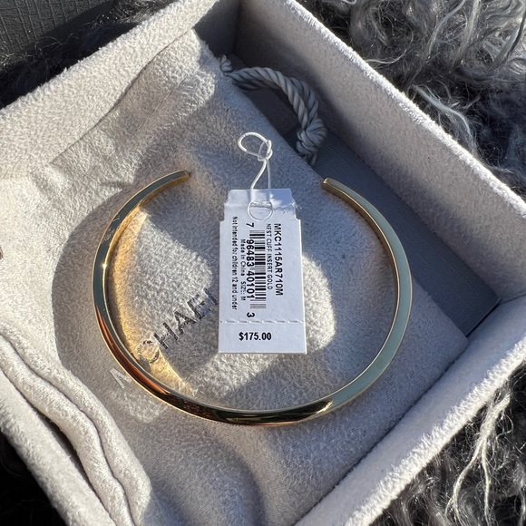 Michael Kors MK Logo Gold Stainless Steel Cuff Bracelet black Crystals + Box - Picture 4 of 7